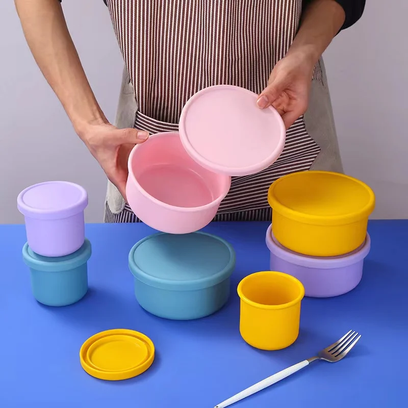 rpet plastic bento lunch food box children large food storage round bin container organizer