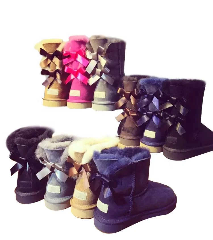 
Wholesale Popular Ladies Casual sheepskin winter boots women Australia Snow Boots with two bows 