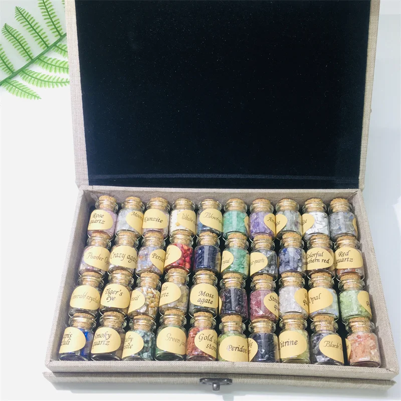 Natural Crystal Chip Bottle Minerals Specimen Mini stone  Gift Quartz Chip Wishing Bottles