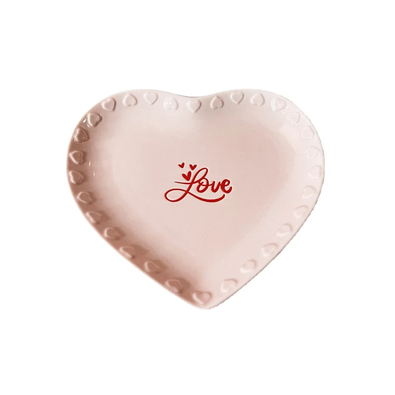 Custom heart-shaped kitchen Dining room Ceramic plate tableware dishes Dinner plate