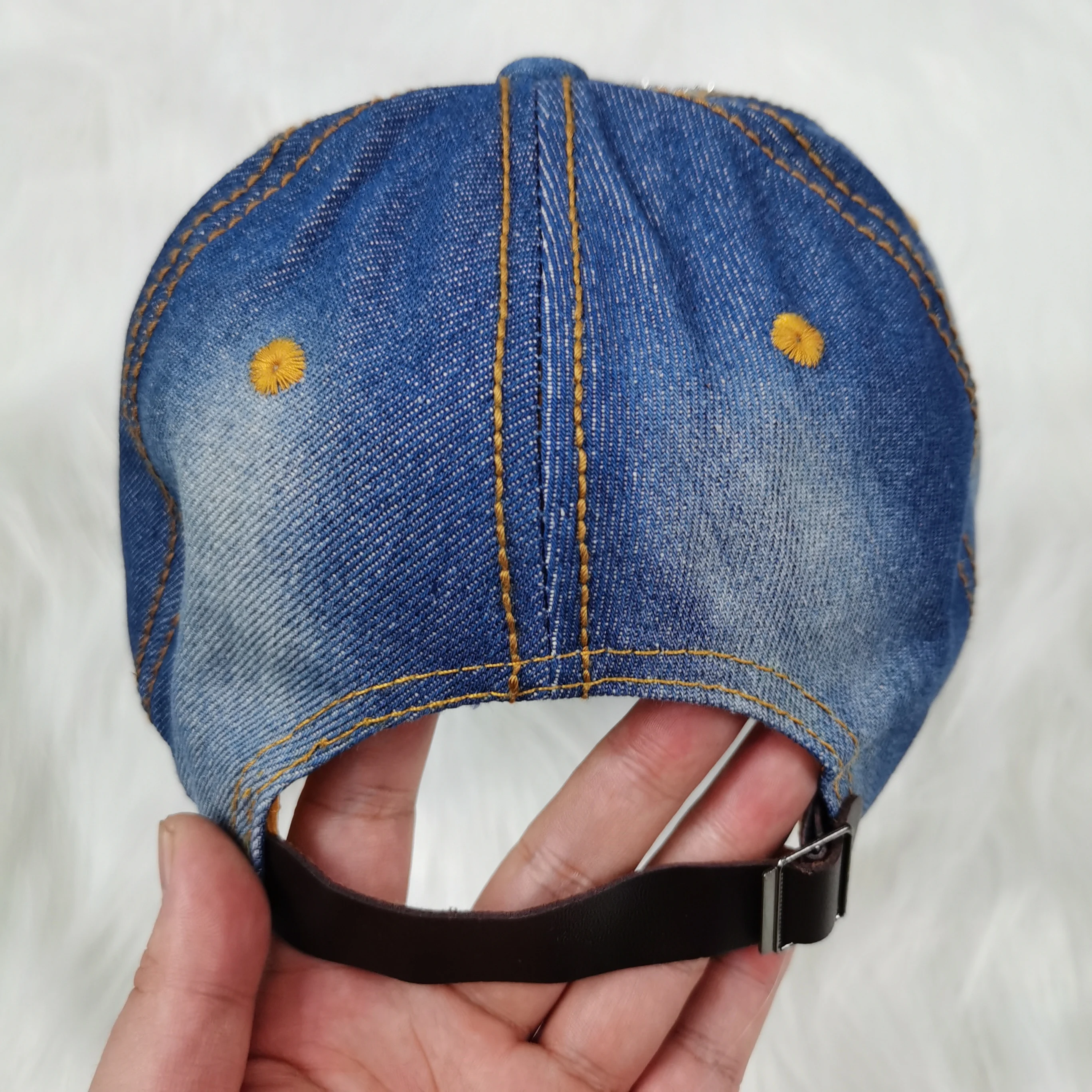 N251CP Роскошная ковбойская шляпа со стразами блестящими надписями и блестками потертая Потертая джинсовая бейсболка с надписью letterman