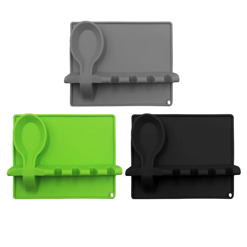 Wholesale New Arrivals Silicone Utensil Rest for Stove Top Multifunction Spoon Rest Kitchen Silicone Spoon Holder with Drip Pad
