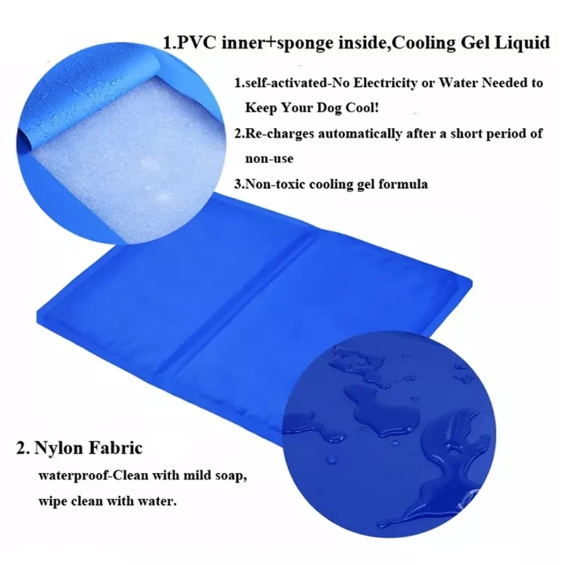 Pet Cool Mat Bed Pet Cold Gel Pad Heat Relief Summer Soft Dog Cooling Mat Cool Down Pet Ice Pad Mattress Cat Cooling Mat
