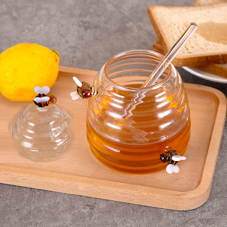 New Top Selling Sellers Kitchen Food Honey Candy Tea Coffee Bar Glass Storage Jar Bottles Jars Container  with Lid Glass Handle