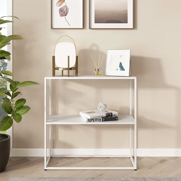 living room steel hallway sida table sofa entrance corner long metal iron console table with modern design