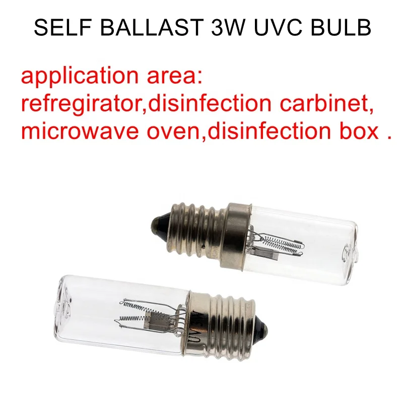 uv bulb self ballast disinfection Ozone uv c  lamp  germicidal light  E14  3W Ultraviolet Sterilizer cabinet box Lamp UVC bulbs