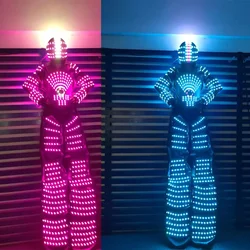 Traje LED Robot Costume led Clothes Stilts Walker LED Suit Costume Helmet Cosplay Costume Ballroom Show Luminescent Clothes