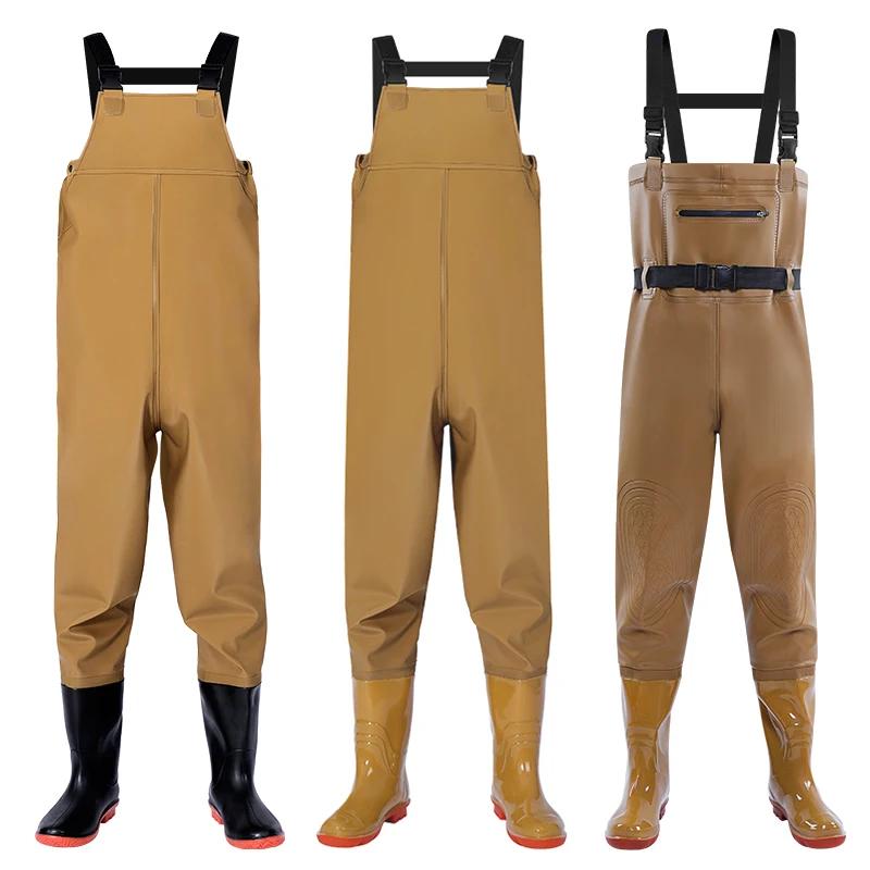 YELLOW 100 Waterproof 4mm Neoprene Fly Fishing Waders for Men Chest Waders PVC Boots Rubber Waders Fishing Suit Custom