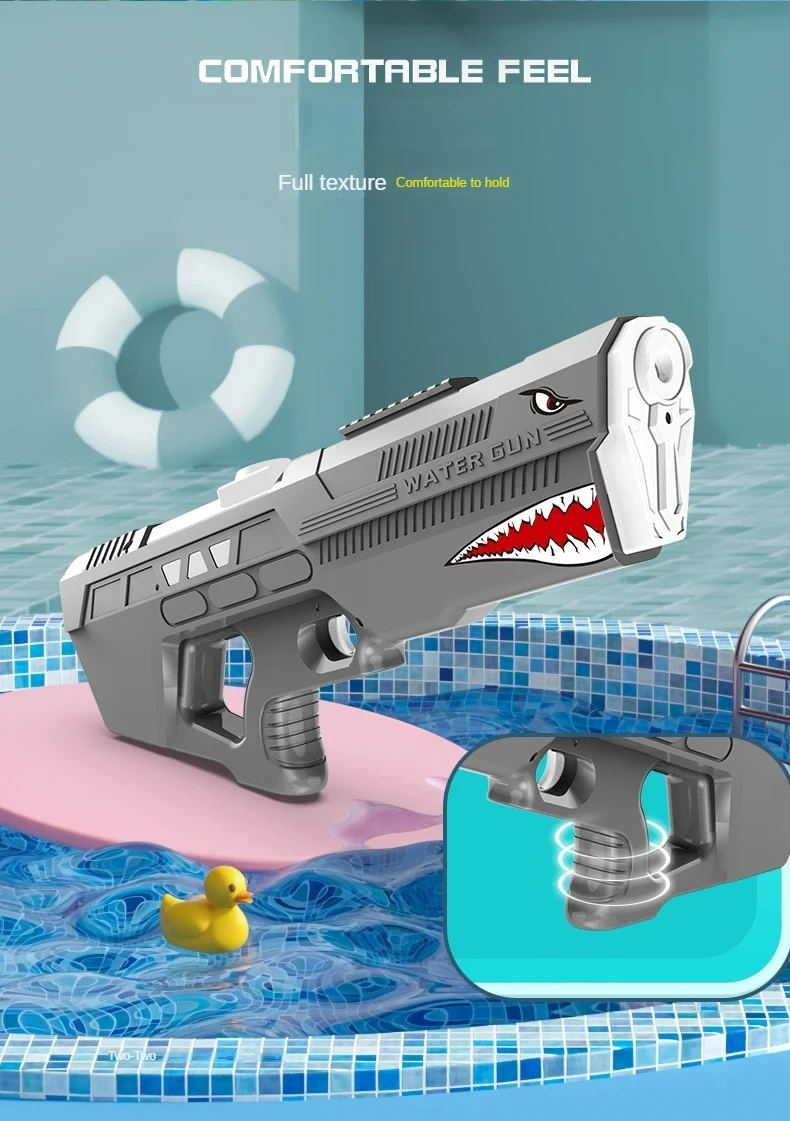 New design Electric Shark Summer Outdoor Waterproof Beach Playing Battle Large Capacity Water Gun To