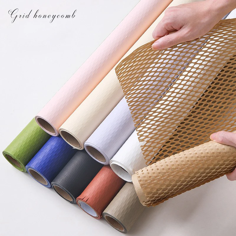 Eco-friendly anti-collision Flower Bouquet Honeycomb cushioning wrap paper packaging for Floral Party Gift Decoration
