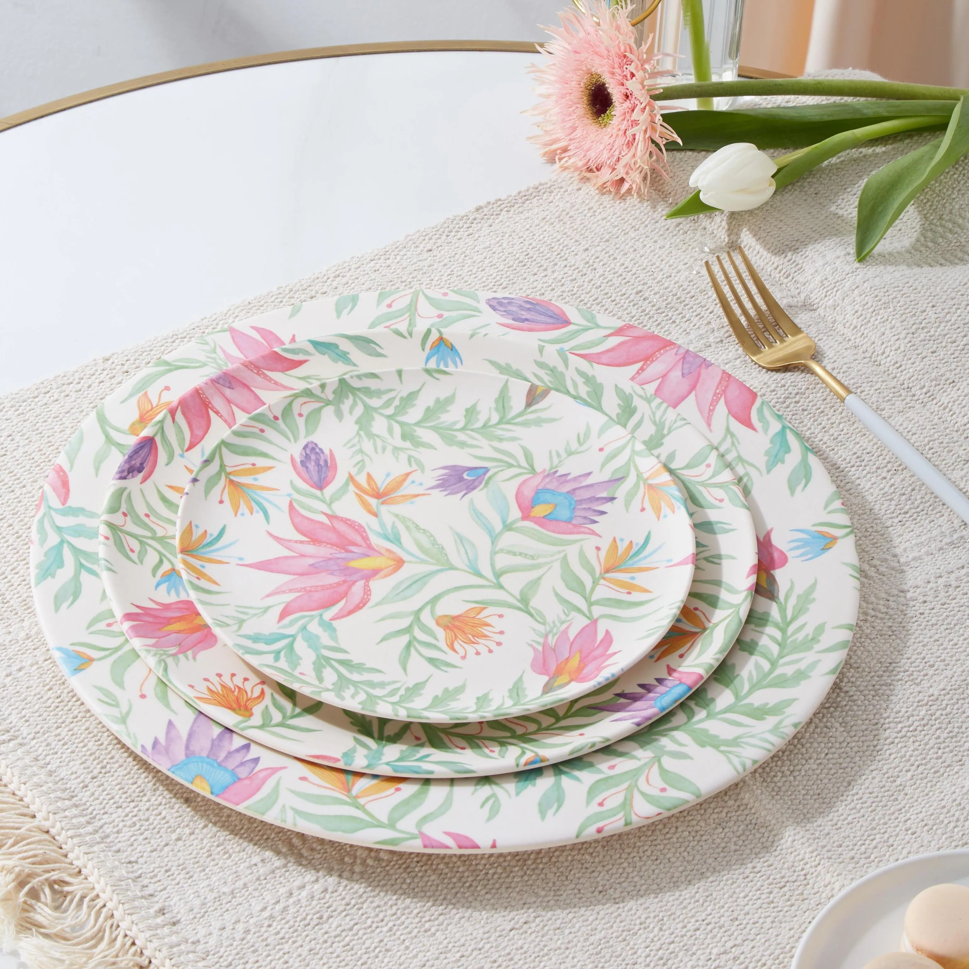 BPA free Natural bamboo fiber eco biodegradable Tableware Bamboo Plates/Dishes/Pizza Dish Dinnerware Dessert Plate Sets