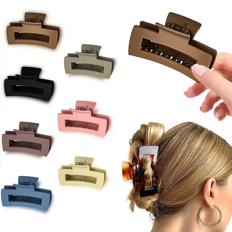 In Stock 8cm 3.15 Inch Simple Square Smart Casual Matte Hair Claws Clip Fo RWoman Artstar ABS PC Plastic
