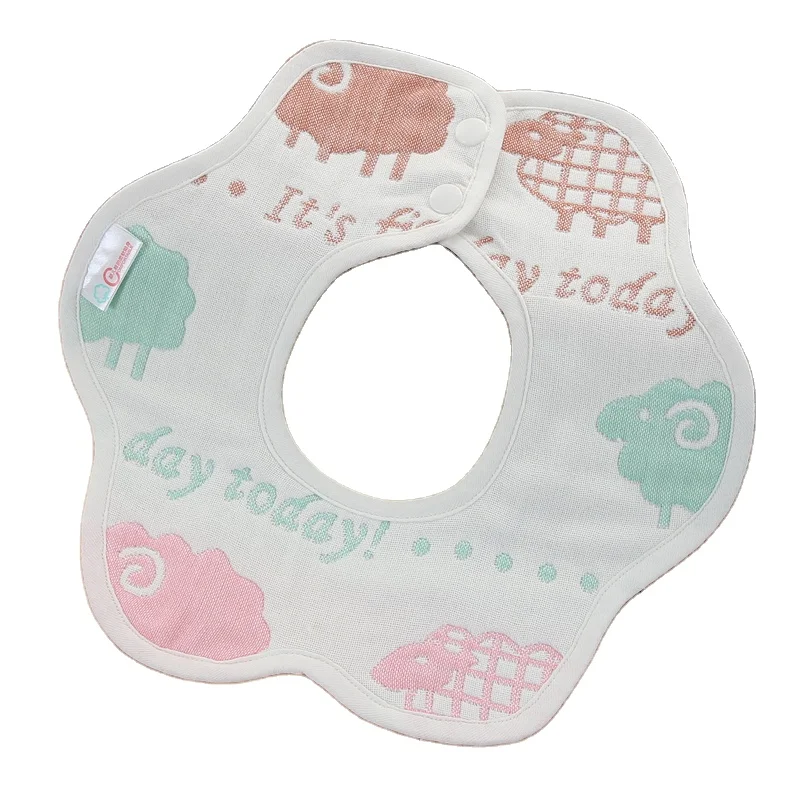 
Durable and high quality finely processed 100% cotton baby gauze plum bib 