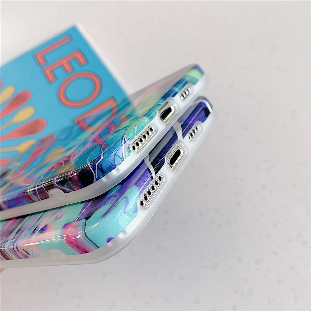 Laser Gradual Color Marble Phone Case For iphone 13 12 11 Pro XS Max XR X 7 8 Plus SE 2020 Case Cover Soft Silicone Shell Coque