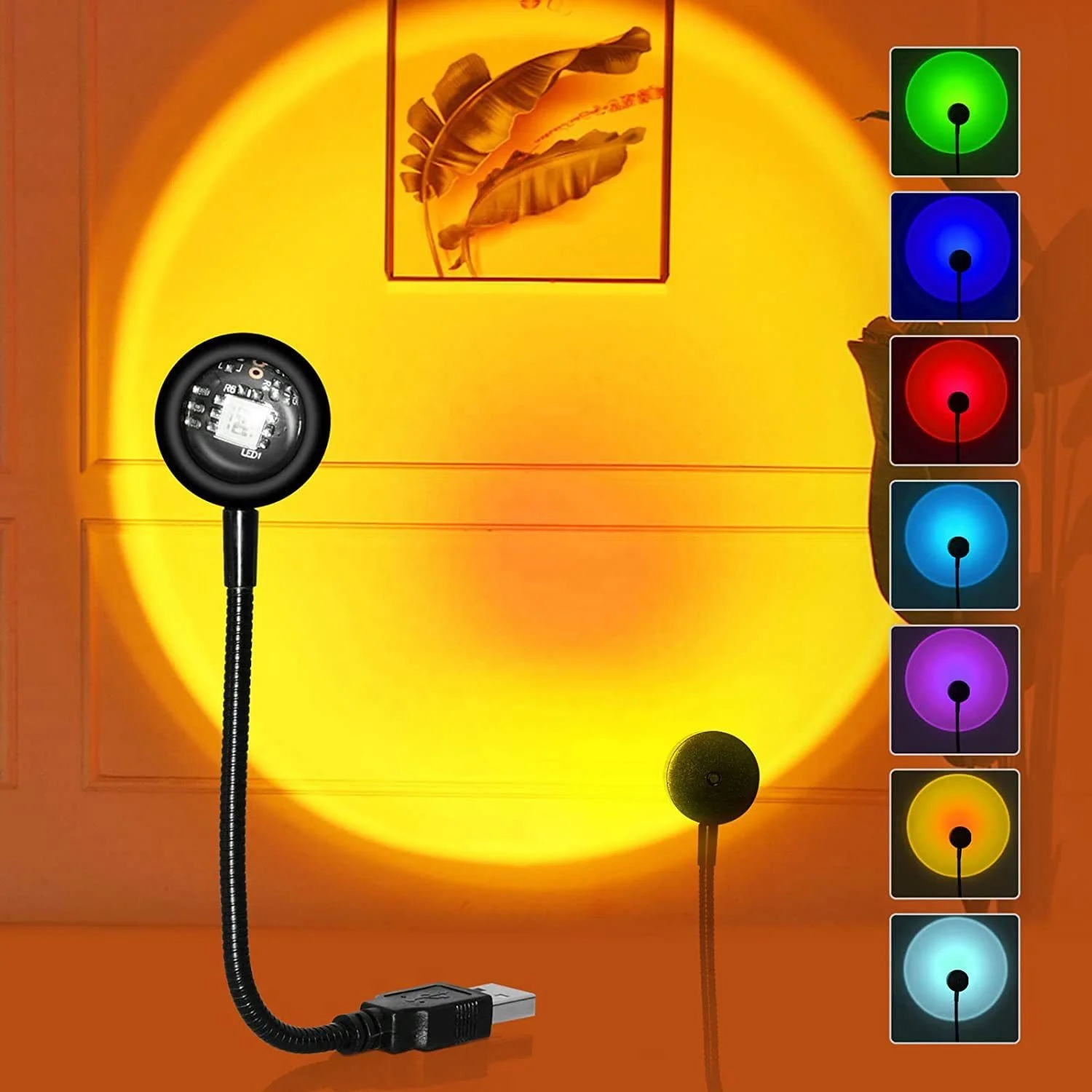 Led USB Sunset Lamp Night Light Projector Birthday Party Decoration Portable Mood Light For Bedroom Living Room Wall Photography