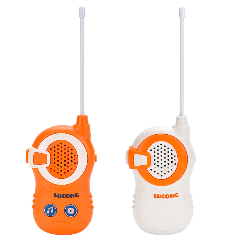 Hot selling  Outdoor Wireless Plastic 2pcs Walkie Talkie Games Cartoon White Noise Music Electric Interphone Toys