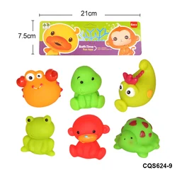 Top Selling Eco Friendly PVC Rubber Animals Turtle Frog Crab Toy For Baby Educational Baby Bath Toys 6 Pack