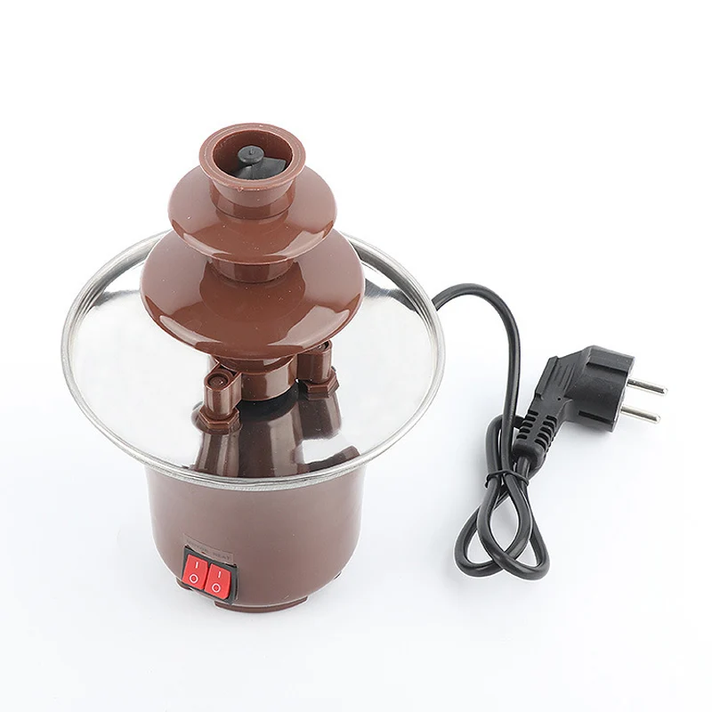 New Mini Chocolate Fountain Three Layers Creative Design Chocolate Melt With Heating Fondue Machine DIY Mini Waterfall Hotpot