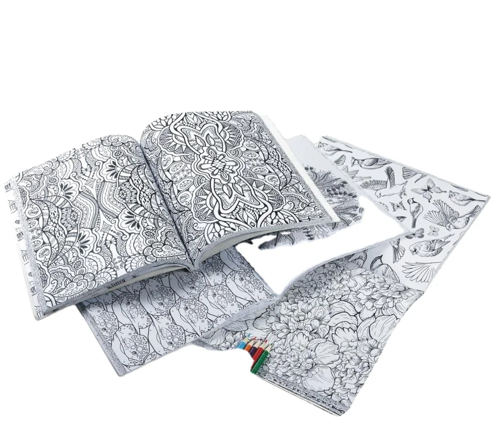 OEM softcover book printing hand-paint coloring book adult
