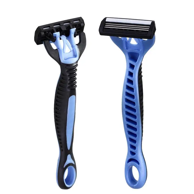 High Quality 3 blade razor sensitive stainless steel rubber handle shaving razor for man