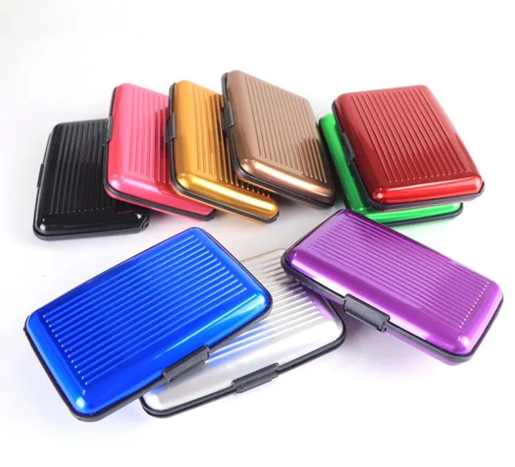 multiple color wallet credit card holder aluminum case protect rfid scanning
