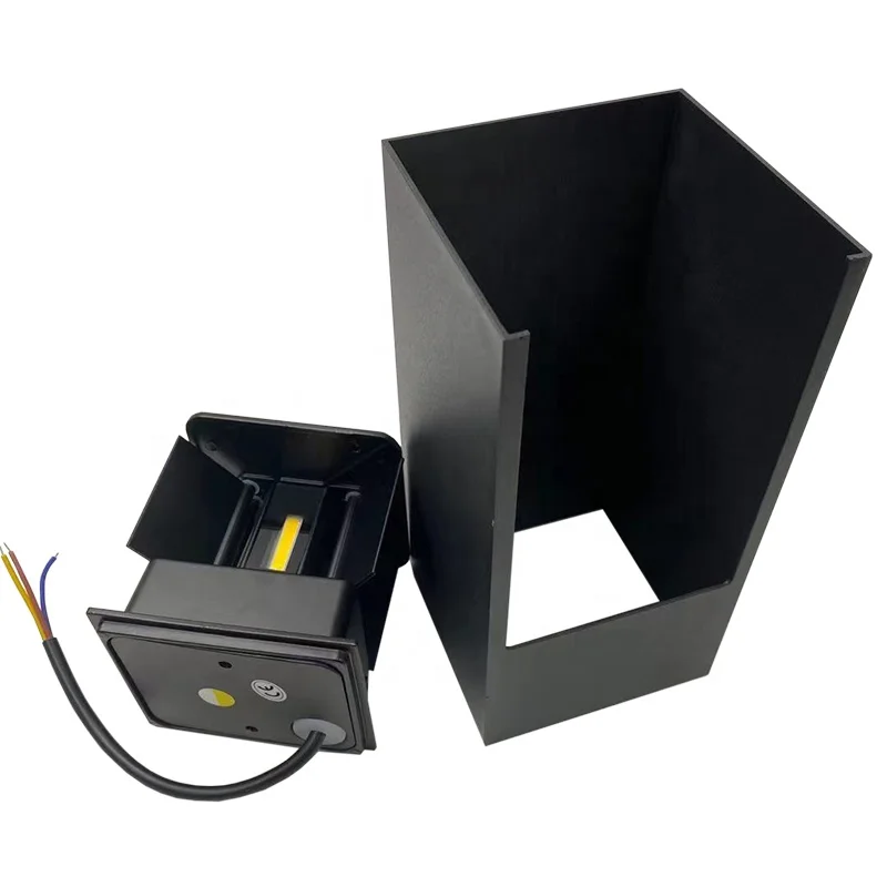 Dimmable 12W Outdoor Waterproof Wall Lamp COB Chip up and Down Sconce Aluminum Ip65 Wall Light square Porch Garden up and Down