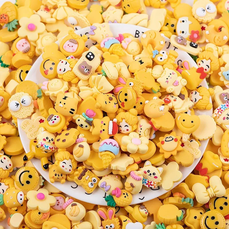 100Pcs Cartoon Color Series Random Mixed Resin  Charm for DIY Decorative Accessories