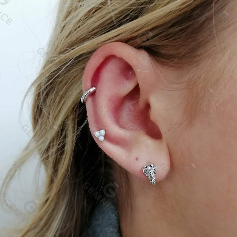 Gemnel 925 silver 18k gold plated zircon animal snake hoop earrings for women