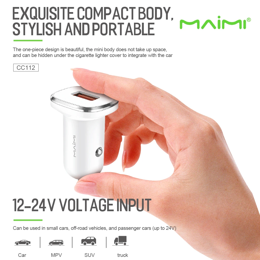 Maimi CC112 fast car charger  QC3.0USB for smart phone car charger adapter super fastcharger VOOC FCP AFC Fast charging protocol