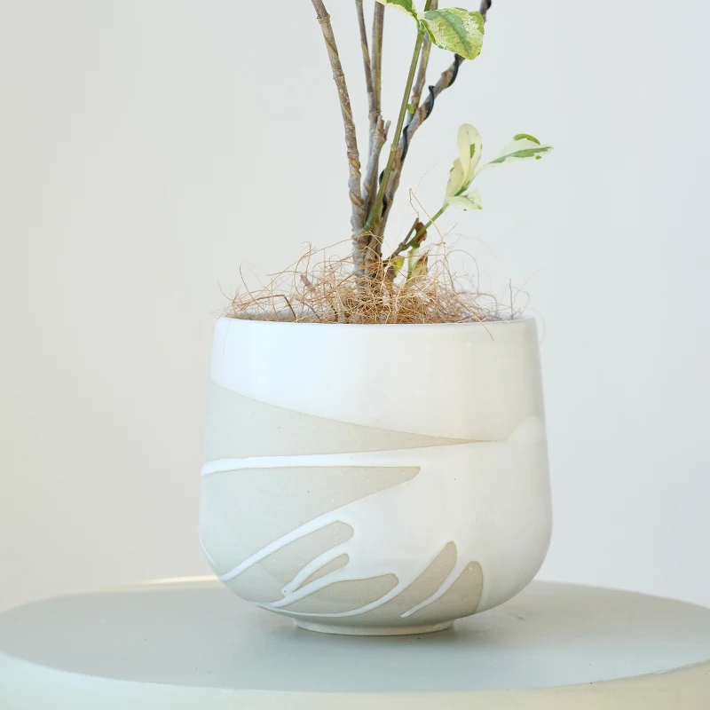 Factory direct selling splash white glaze bonsai indoor balcony decor plant pots ceramic pots for plants