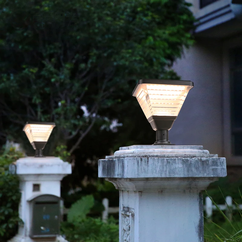 Garden Outdoor Landscape IP65 Modern Decorative Solar Bollard Sidewalk Lights Aluminum Sun Powered Solar LED Garden Pillar Light