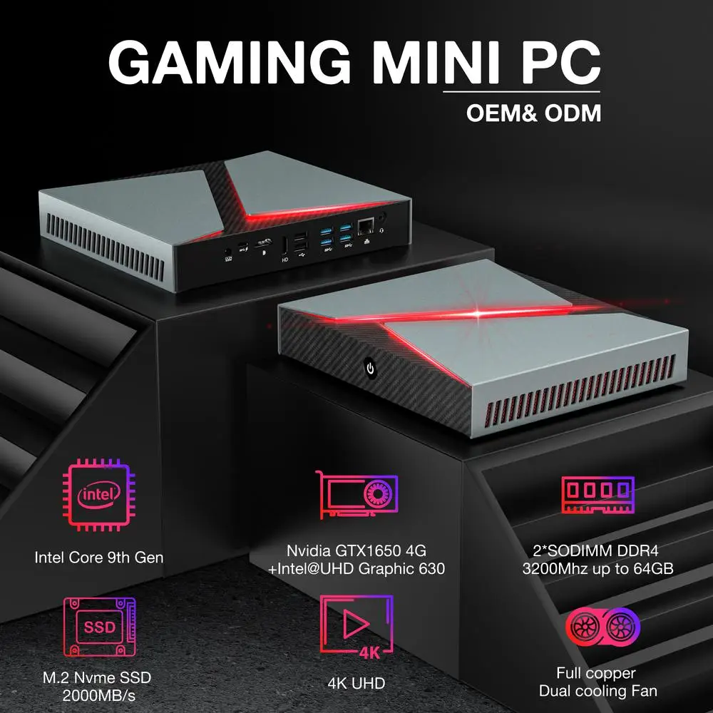 Новейший Intel Core I5 9300H/Intel I7 9750H/Intel I9 8950HK Win10 GX01 компактный игровой мини-ПК gtx для настольного