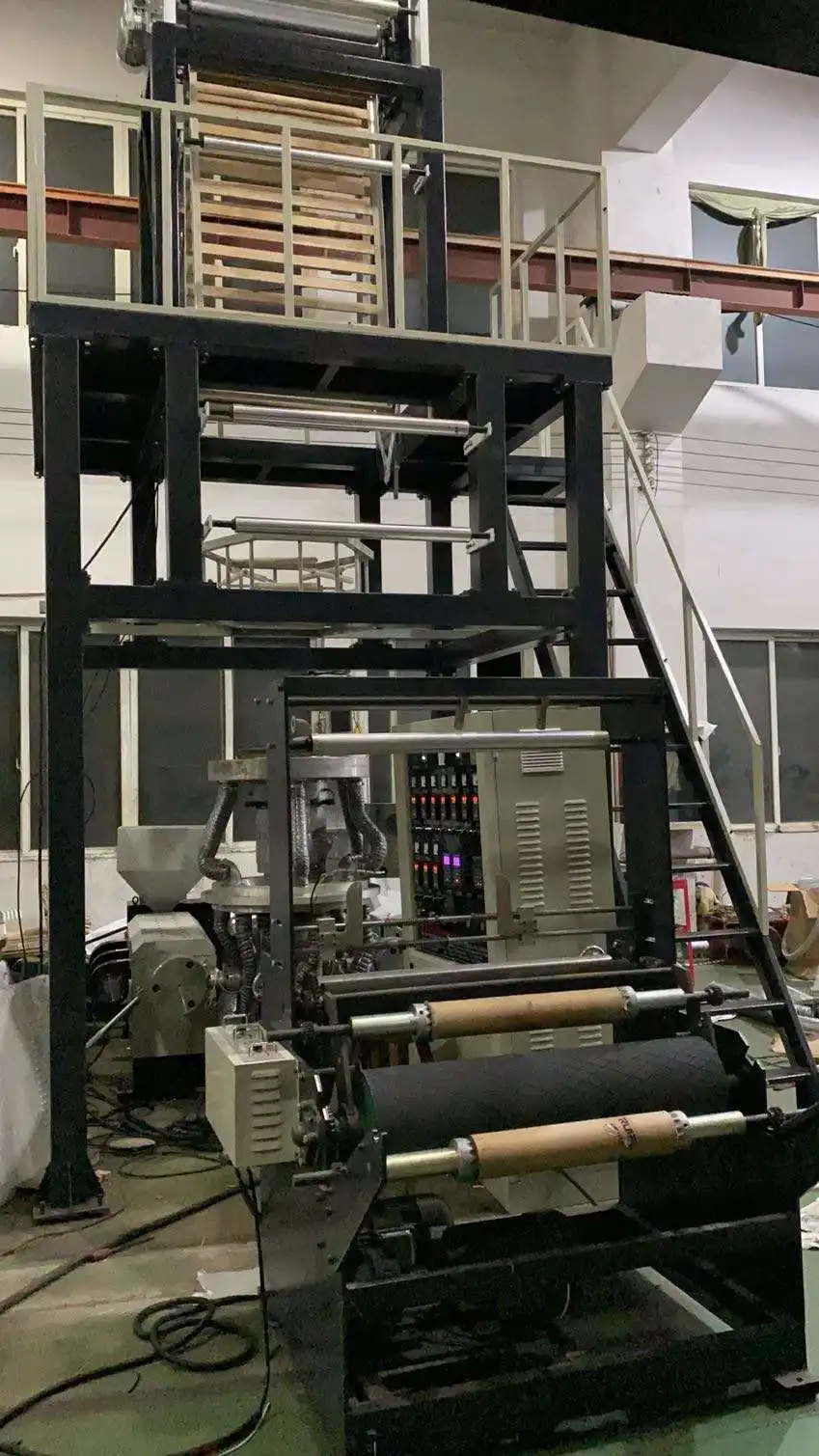 Double layer rotation die HDPE/LDPE/LLDPE/EVA/PBAT/PLA biodegradable price of plastic PE film extrusion machine