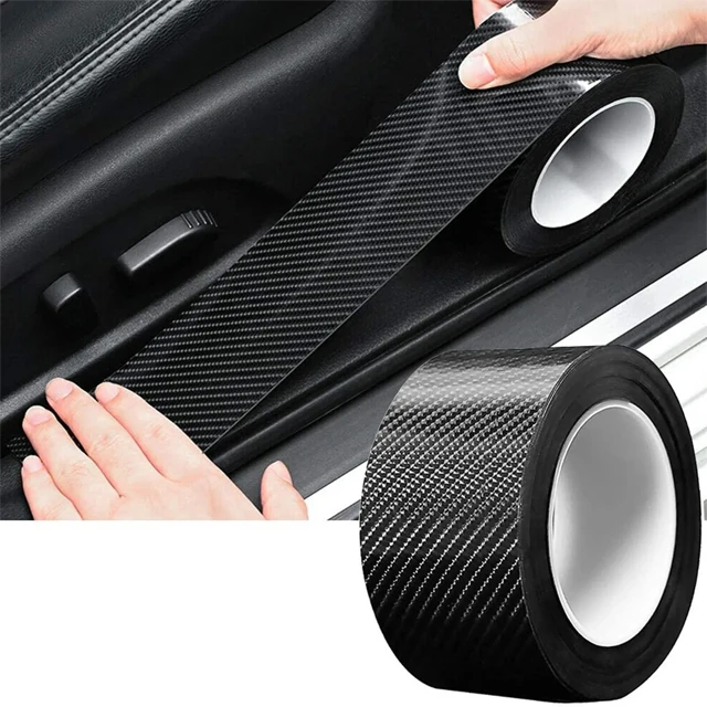 MANCAI 3/5/7/10m Auto Bumper Door Sill Protection Anti-stepping Car Decoration 3D Carbon Fiber Tape