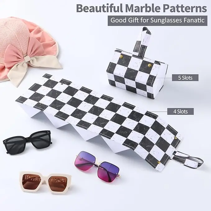 5 Slots Case Fashion PU Multi Layer 5Slots Triangle Folding Sunglasses Storage Box Case For Eyewares case Storge Box