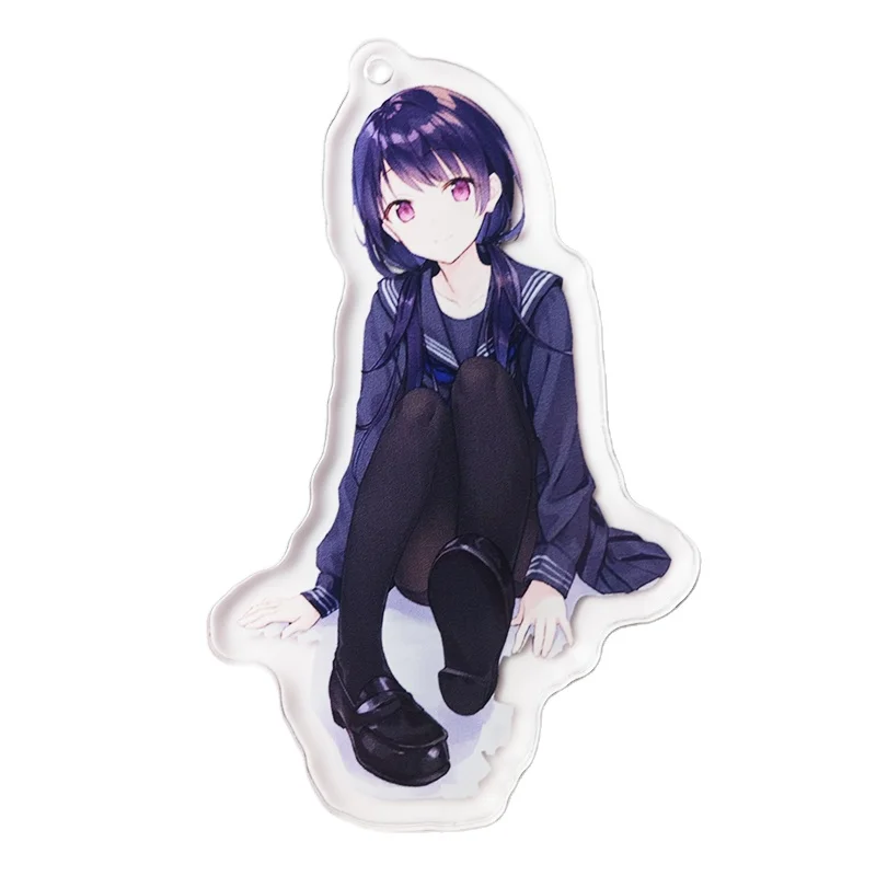 
Anime Custom Printed Acrylic Figure Pencil Key Holder Keychain Charms Glitter Holographic for gift 