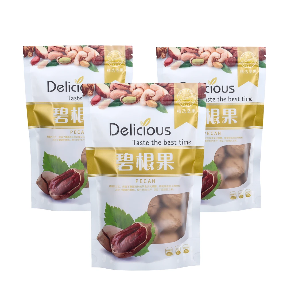 Biodegradable Recycle Dry Food Nut Snack Shopping Packaging Ziplock Bag Paper Kraft With Window Stand Up Pouch