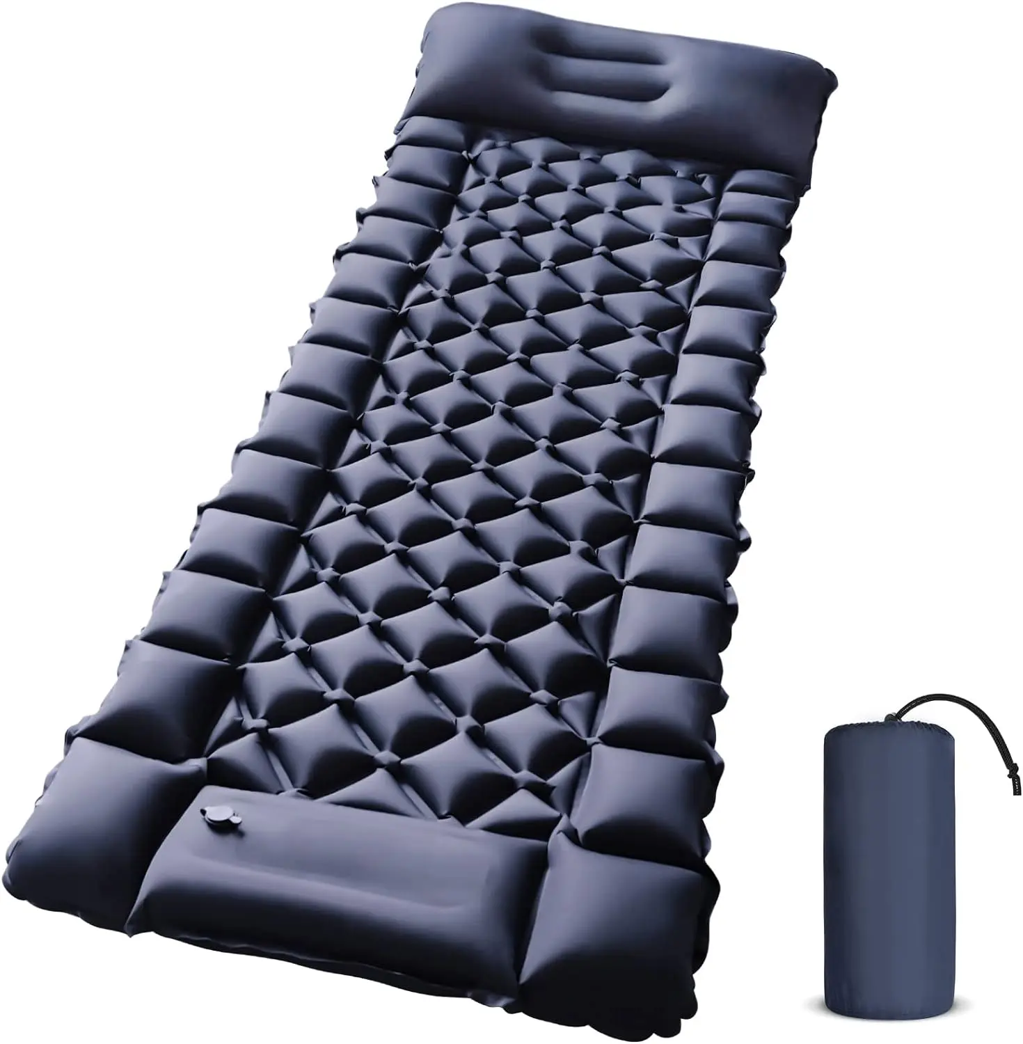 Camping Sleeping Pad Ultralight Camping Mat with Pillow Built-in Foot Pump Inflatable Sleeping Pads Compact for Camping
