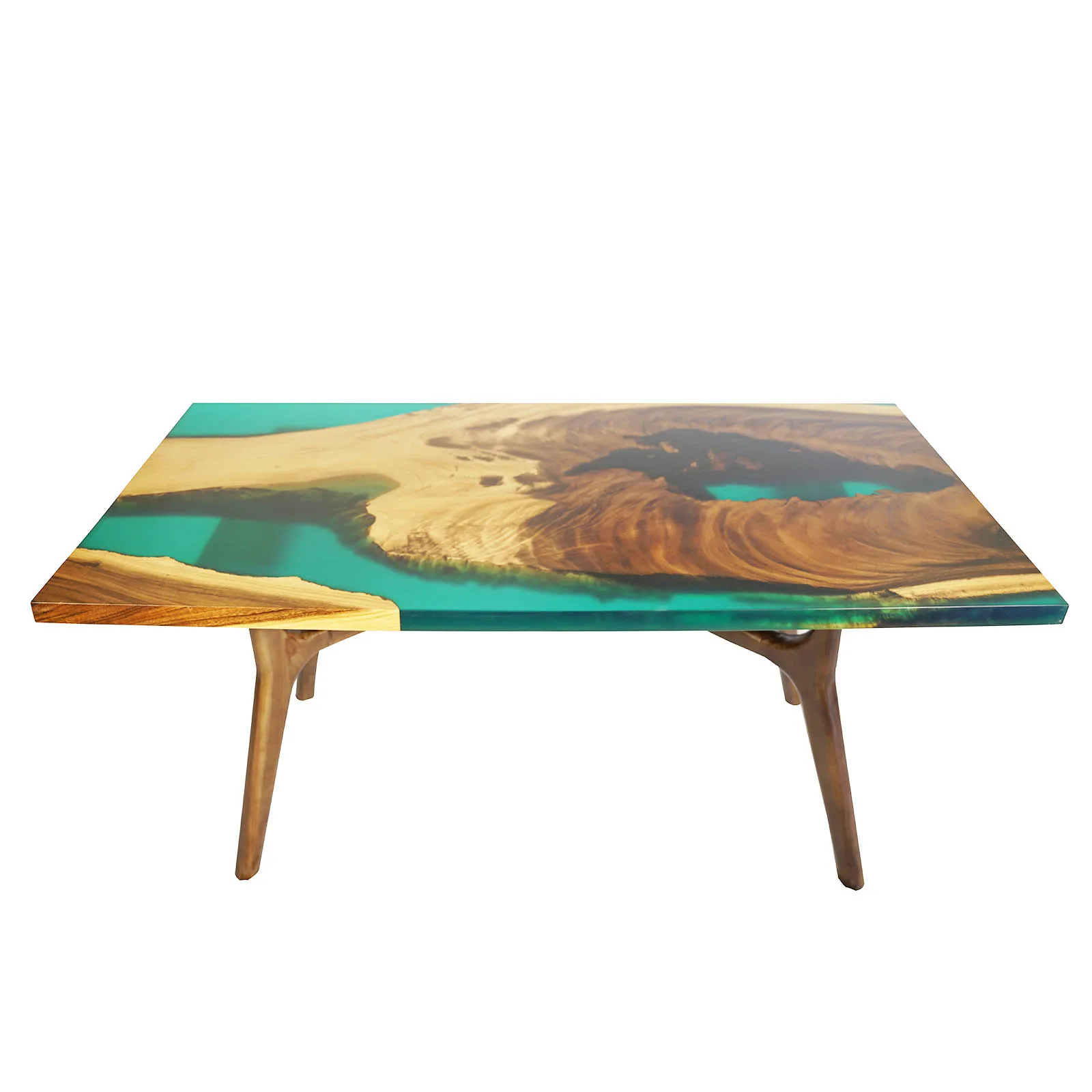 Industrial Epoxy Resin Live Edge Wooden Dinning Table Epoxy Resin Solid Wood River Coffee Table Top