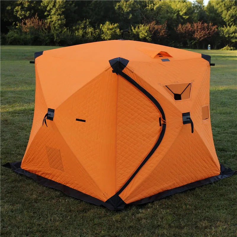Portable Pop up Fishing Shelter Cube Winter Ice Fishing Tent Easy to Set up Camping Outdoor Four-season Tent 9.5MM Fiberglass