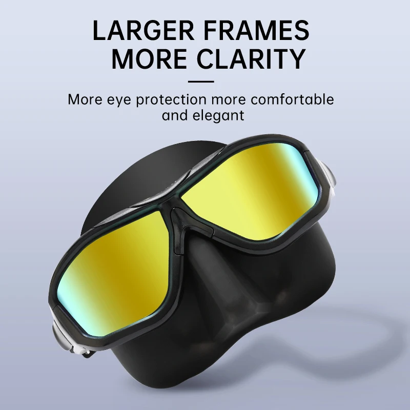 Wave polycarbonate lens Anti-Fog professional silicone spearfishing for adult diving mask