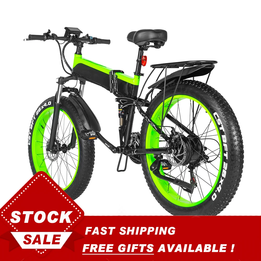 26 Inch Folding Lithium Battery Snow Bike 21-Speed Fat Tire 48V 1000W E-Bike