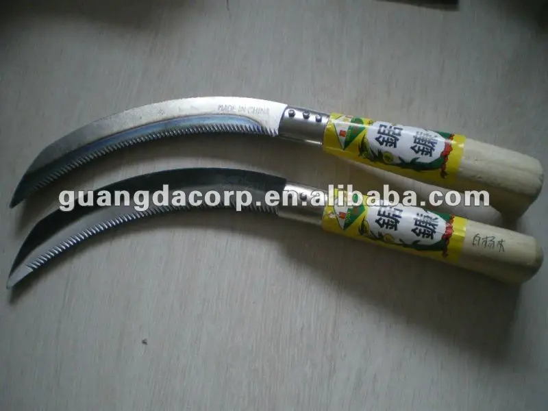 Japanese Sharp Edge  Brush Clearing Sickle with Carbon Steel Blade and wooden Handle