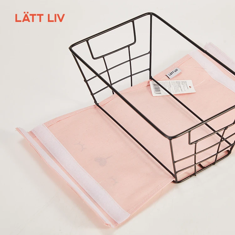 LATTLIV Metal Storage Basket Home Decor Waterproof Fabric Cover Large Capacity Sundries Storage Baskets for Organizing
