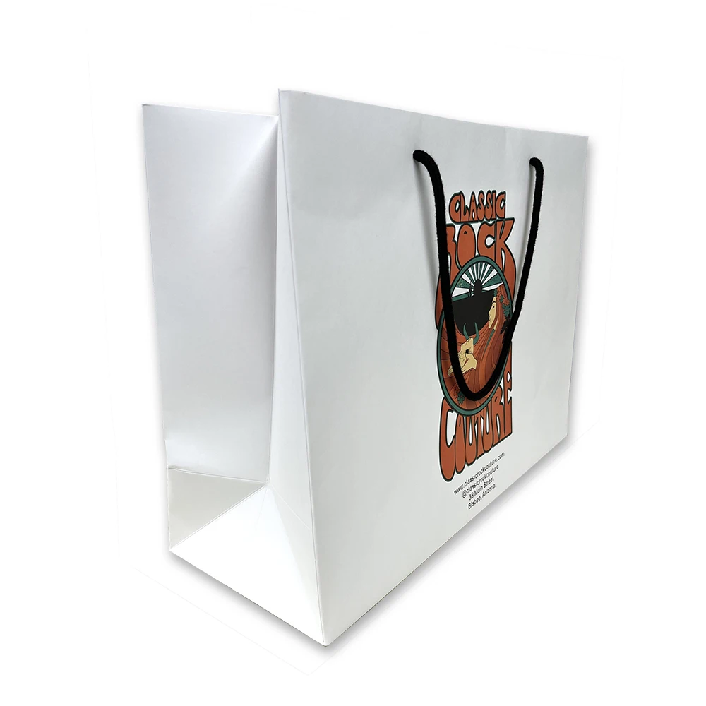 Luxury Ribbon Handle Boutique Shopping Packaging Customized Printed White Euro Paper Gift Bags With Logo