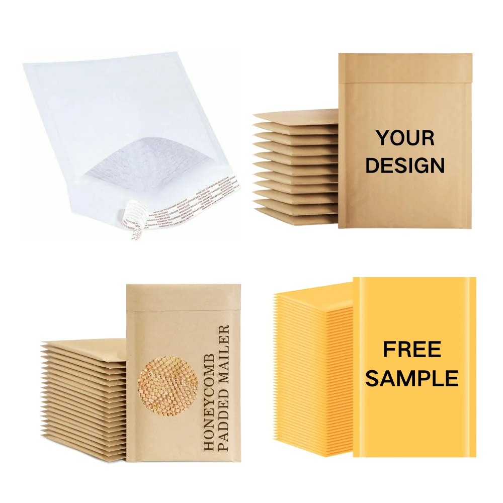 Biodegradable Kraft Paper Envelope Bubble Shipping Poly Mailers Bags Mailing Postage Packaging Pouch Bag For Express Delivery