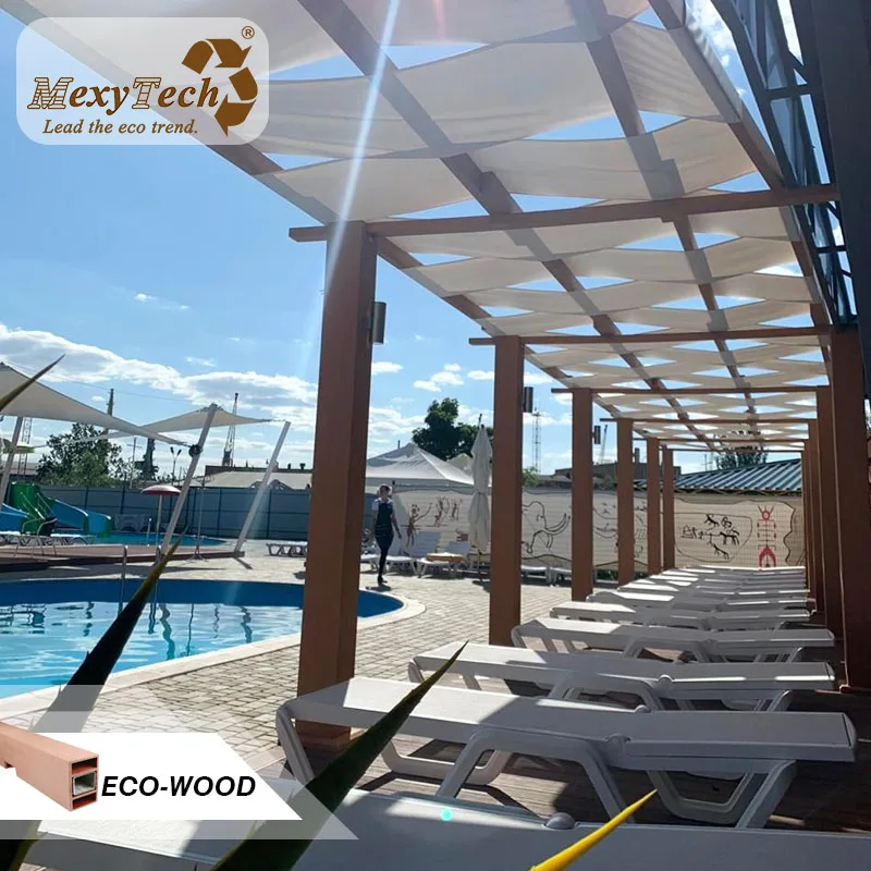 wpc aluminium outdoor pergola roof waterproof wooden like arches, arbours, pergolas