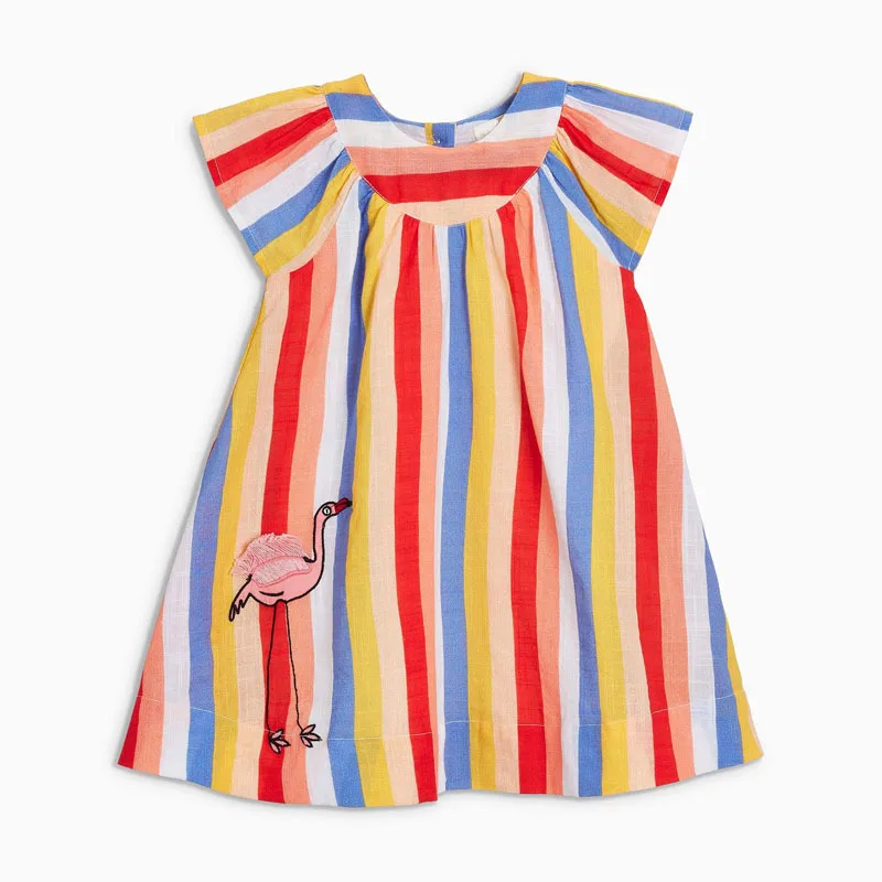 
Newest Children Plaid Striped Dress Cotton Cute Frilly Dress for Baby Girl Summer Clothes 