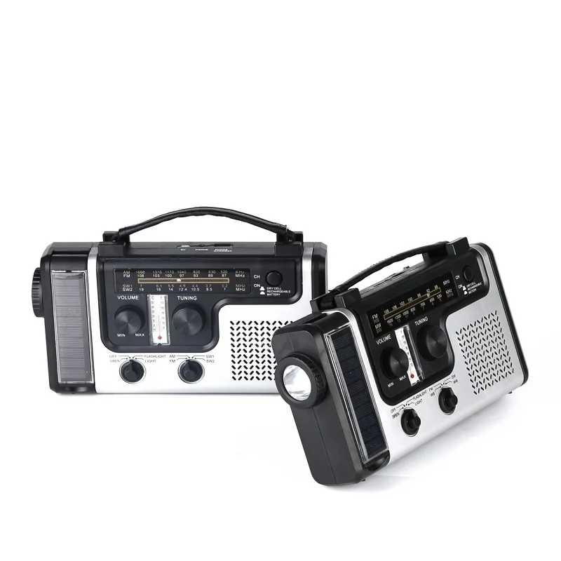 2023 New Arrival Hand Crank AAA Battery USB Solar Powered Emergency noaa Weather Radio SOS Alert AM FM SW  Radio