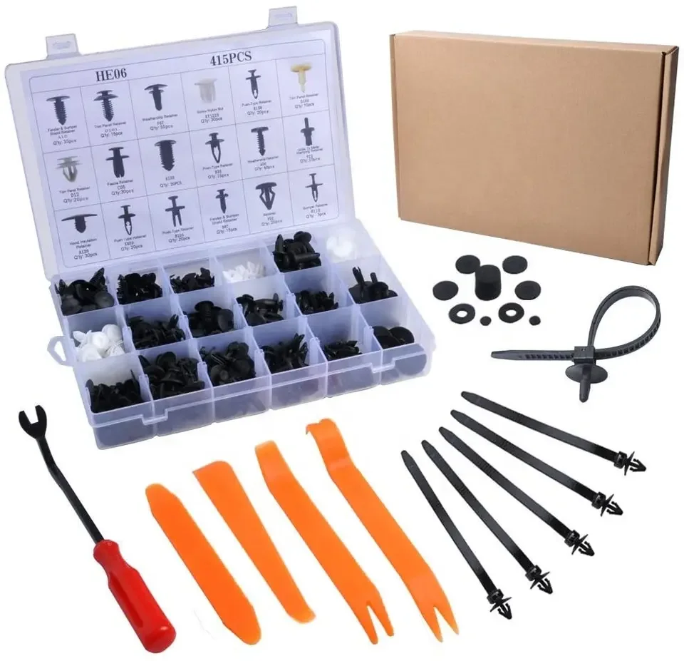 446 Pcs Car Retainer Clips  Plastic Fasteners Kit Door Bumper Trim Clip Rivets Push Pin Rivets Remover Trim Panel Auto Clips